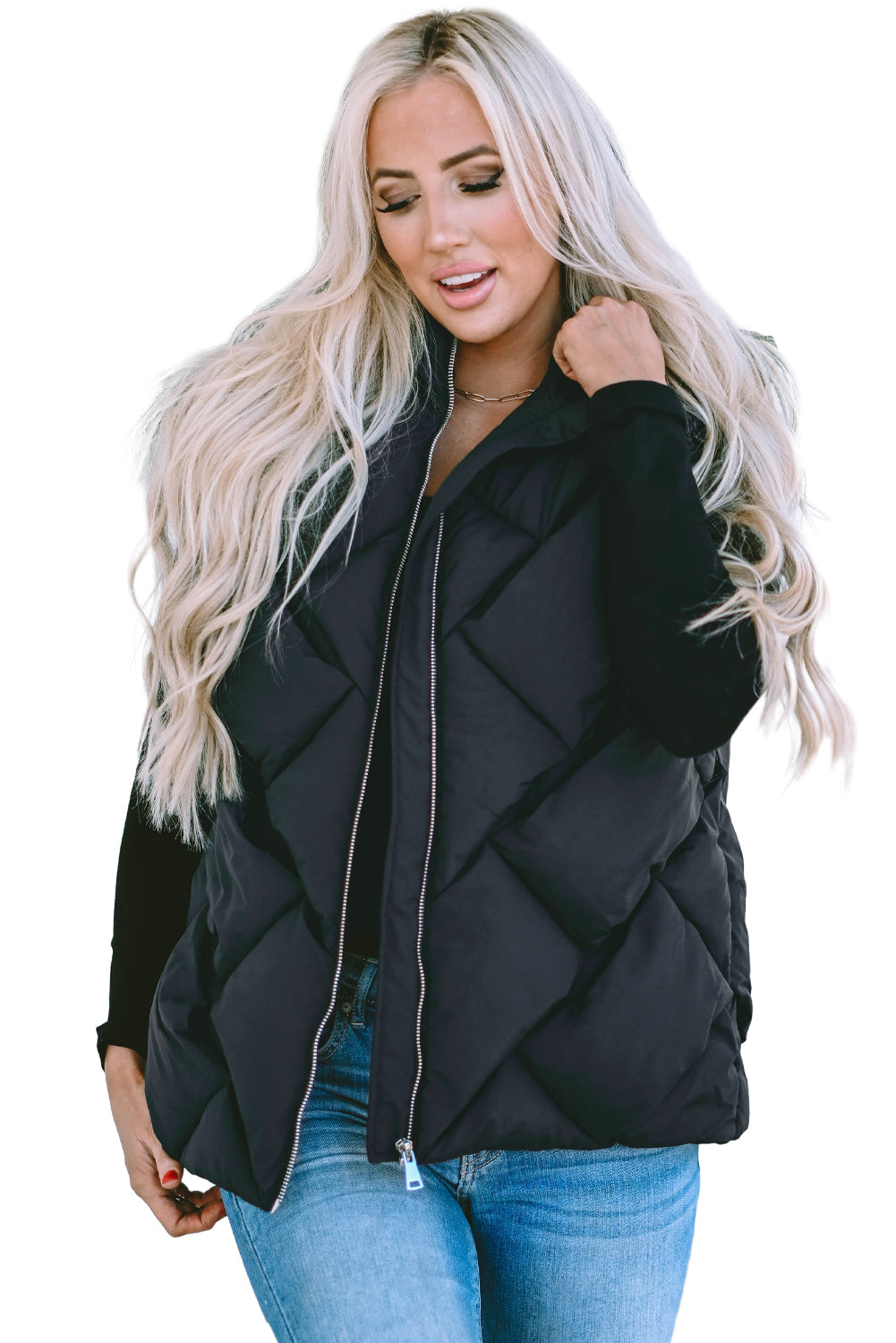 Black Quilted Vest Coat