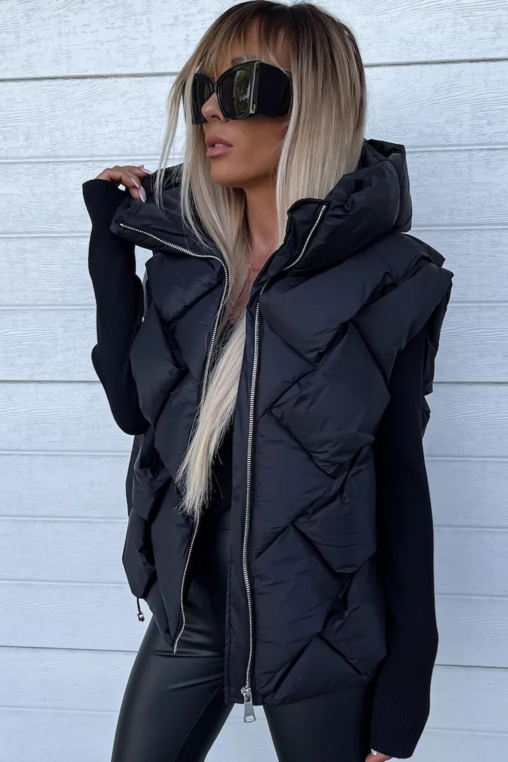 Black Quilted Vest Coat