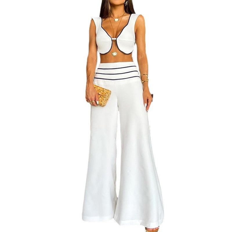 Summer Vest and Wide-Leg pants Vacation Suit