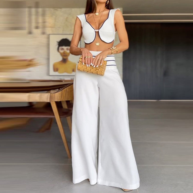 Summer Vest and Wide-Leg pants Vacation Suit