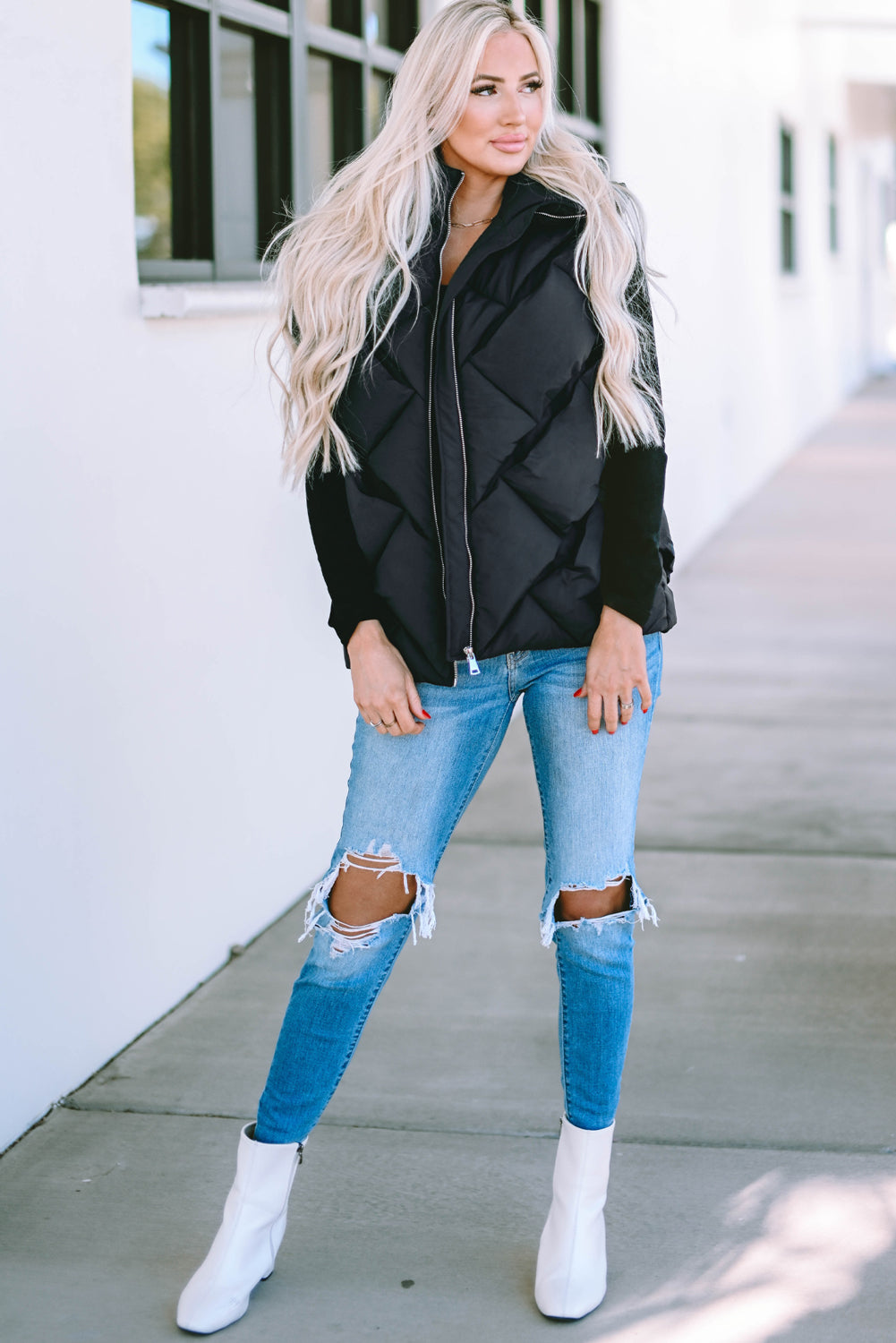 Black Quilted Vest Coat