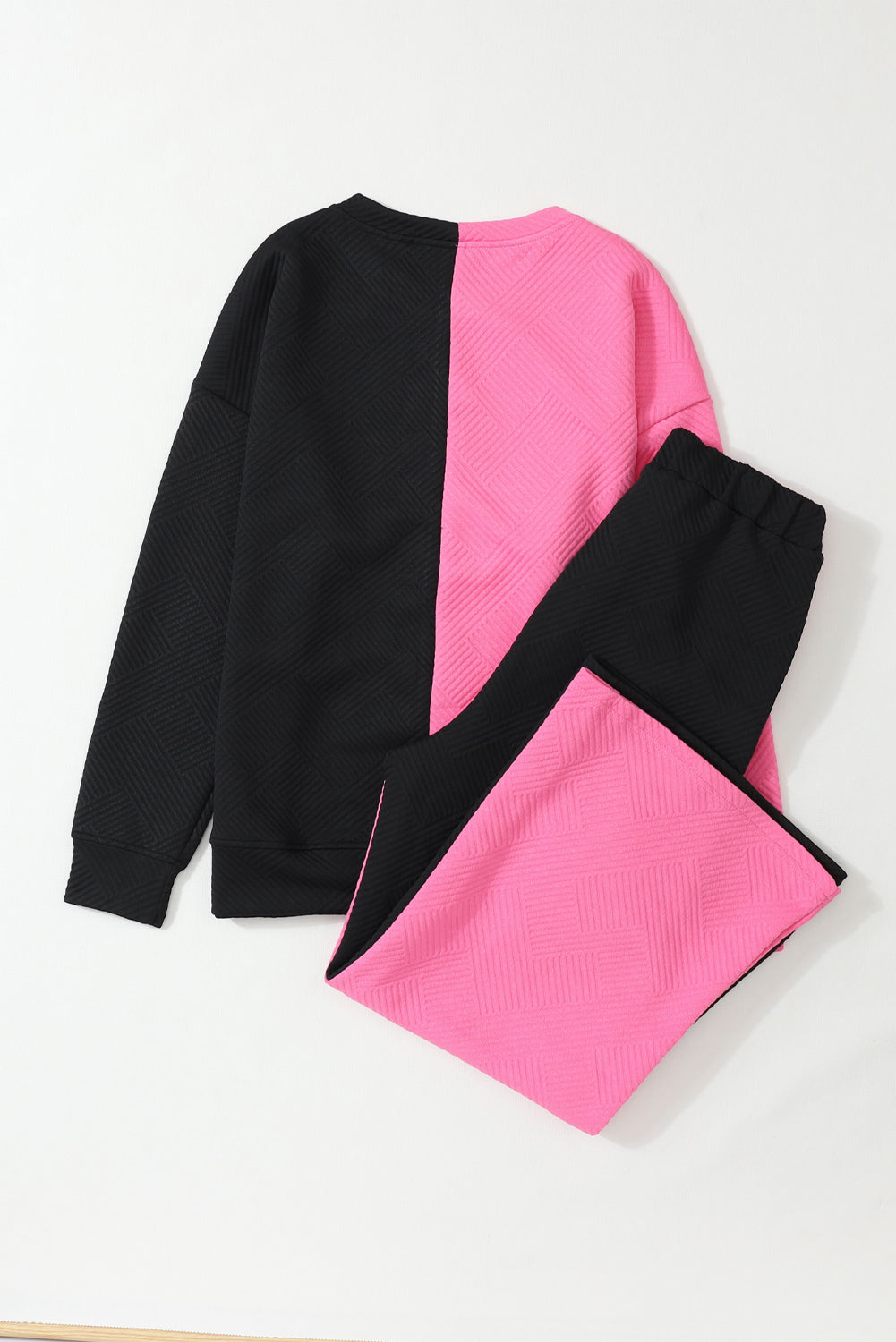 Pink and Black Contrast Color Outfit Set