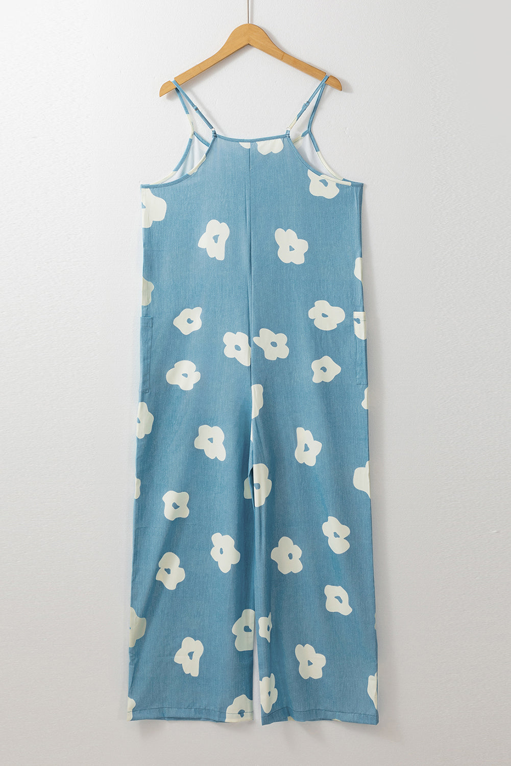 Blue Flower Wide Leg Loose Jumpsuit