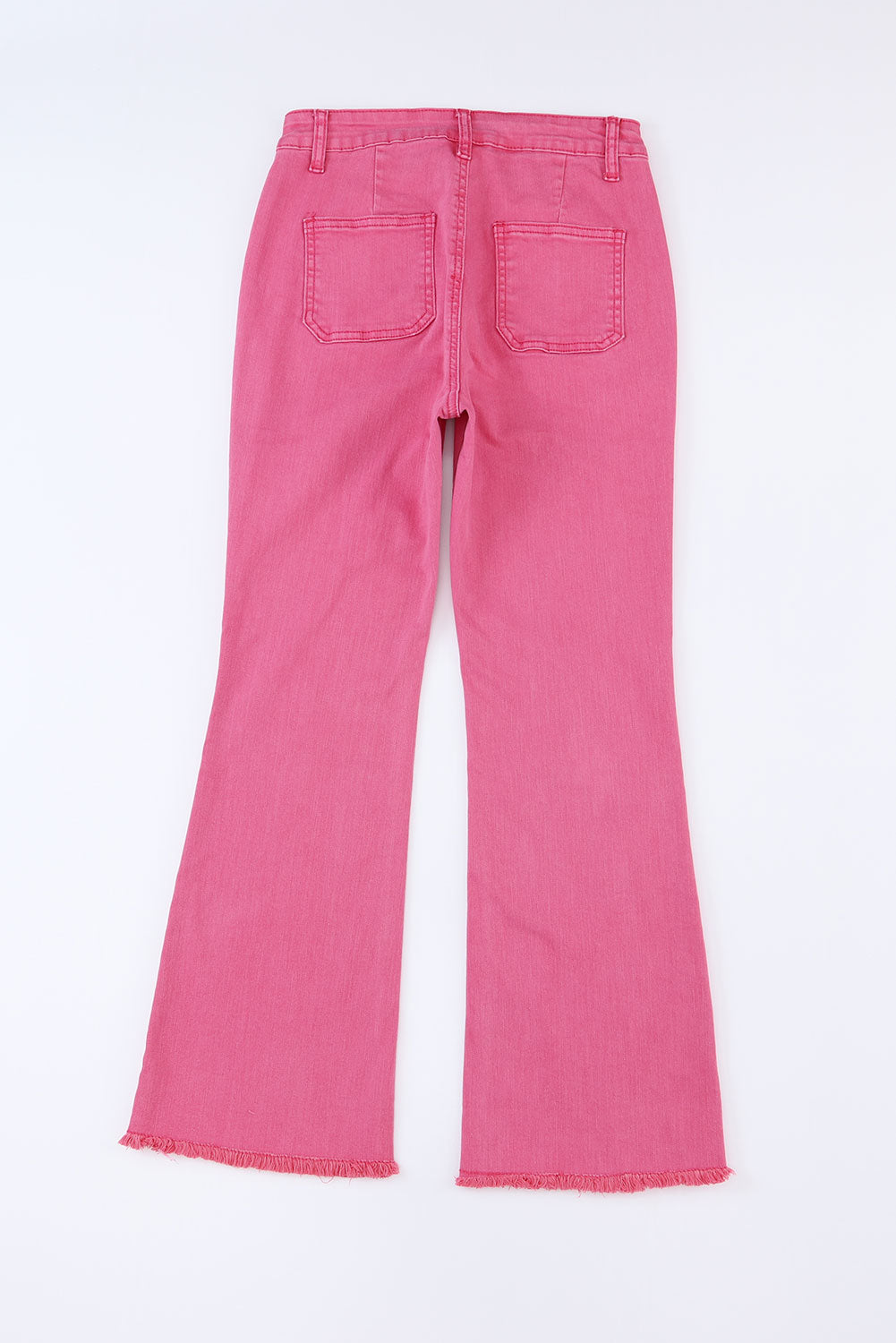 Pink Flare Leg Raw Hem Jeans