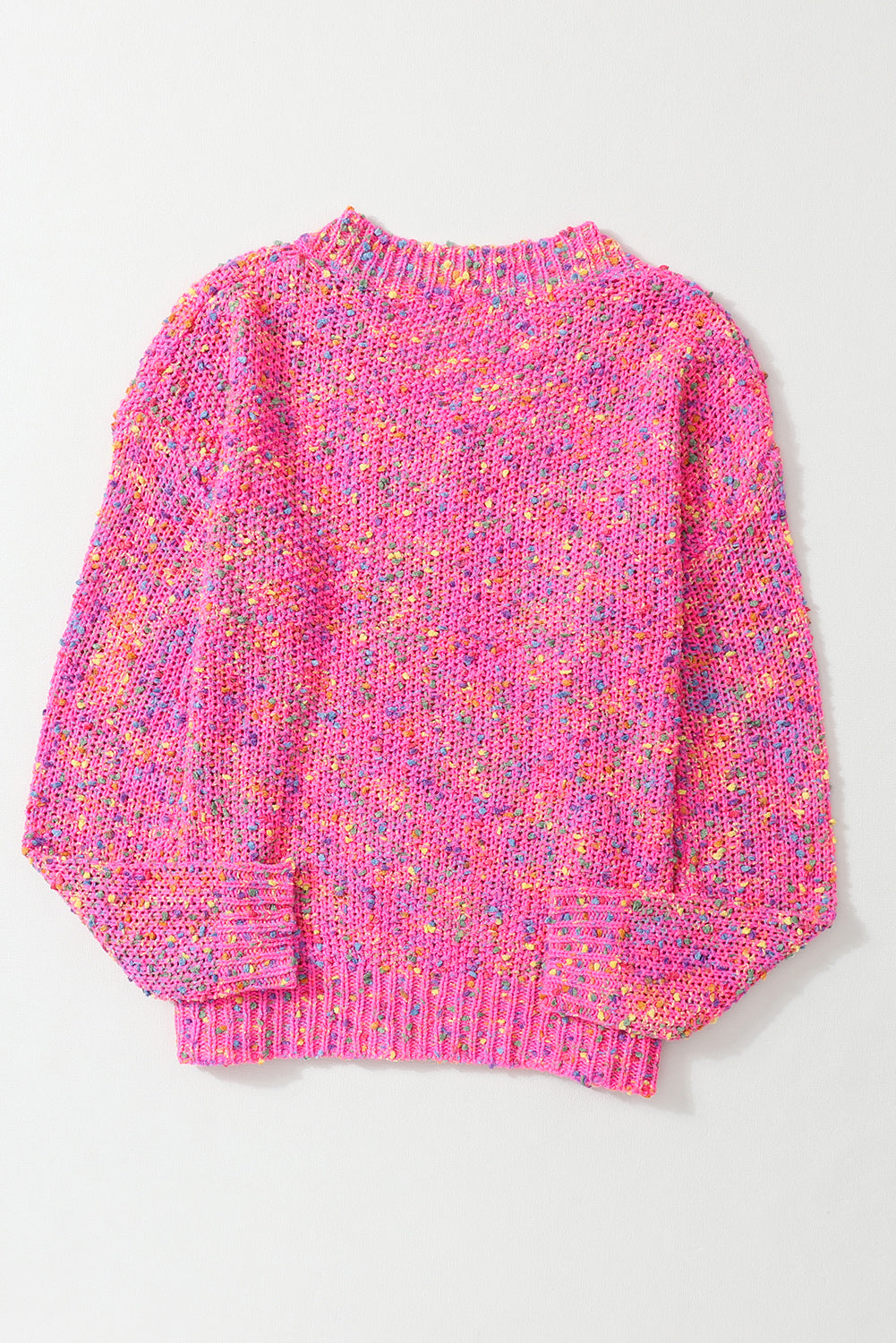 Dark Pink with Spots Knitted V Neck Sweater