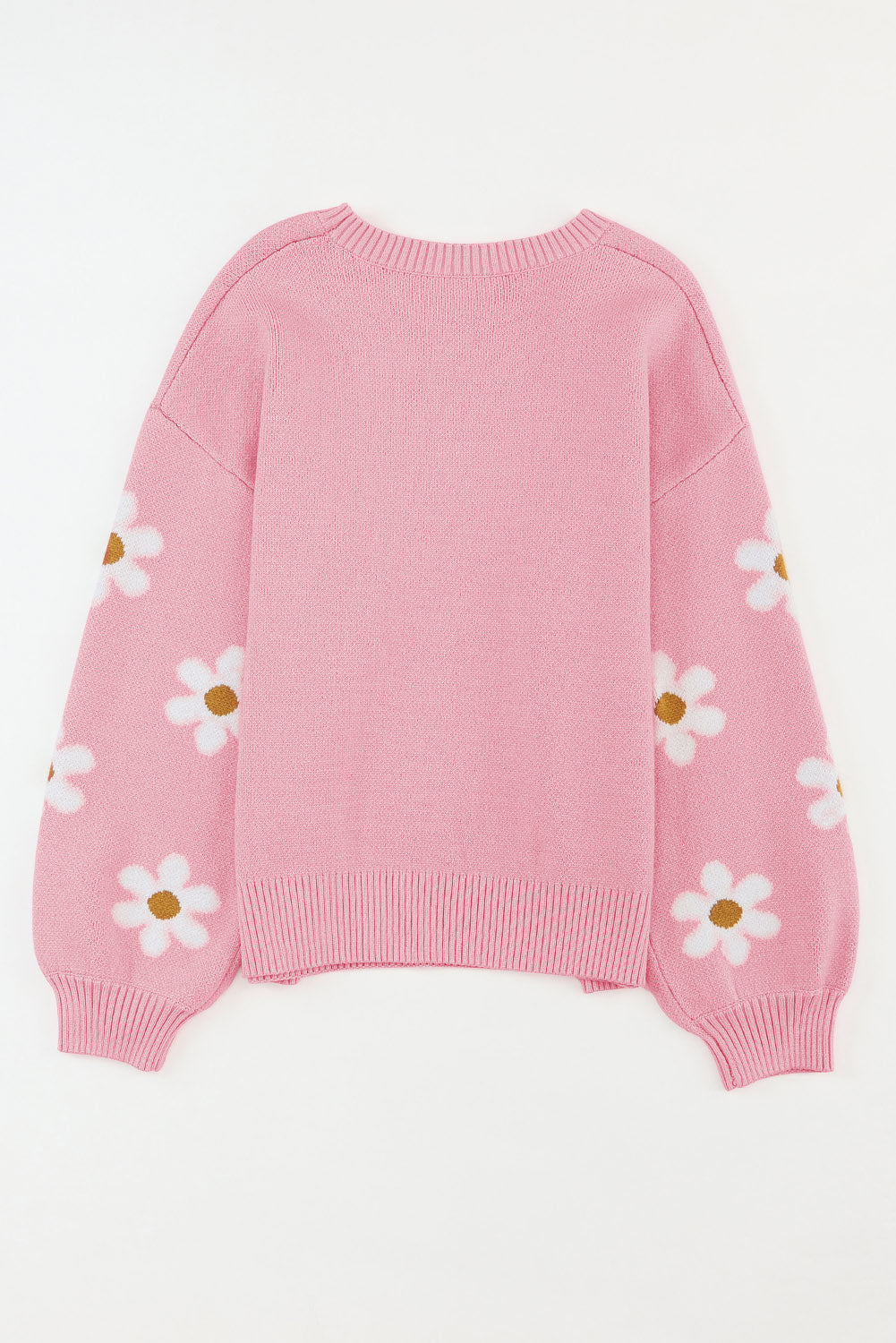 Pink Floral Pattern Sweater