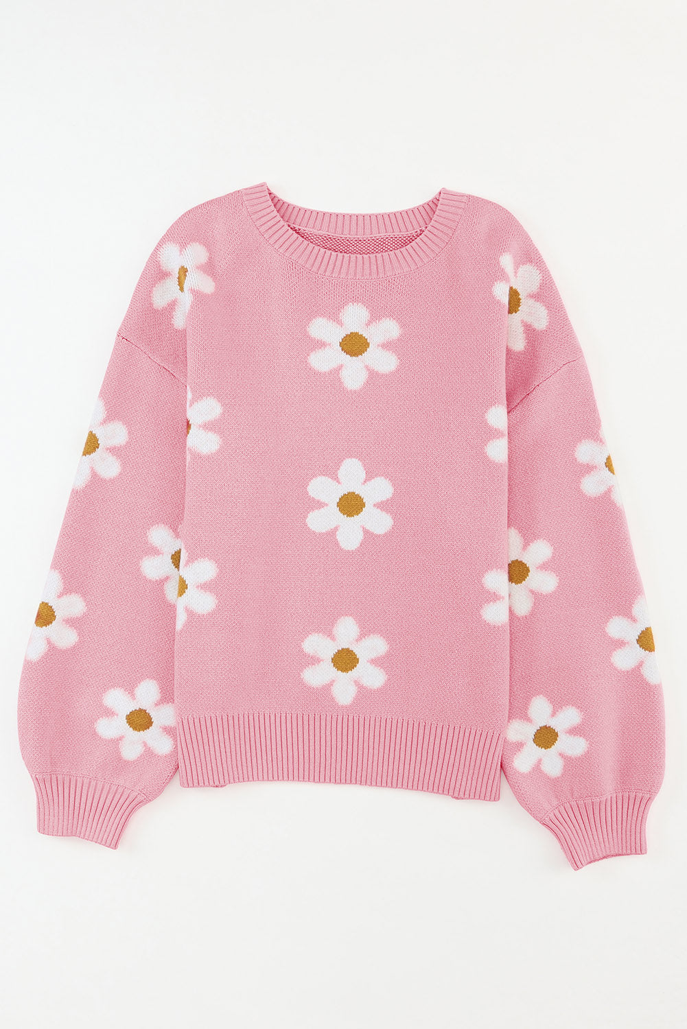 Pink Floral Pattern Sweater