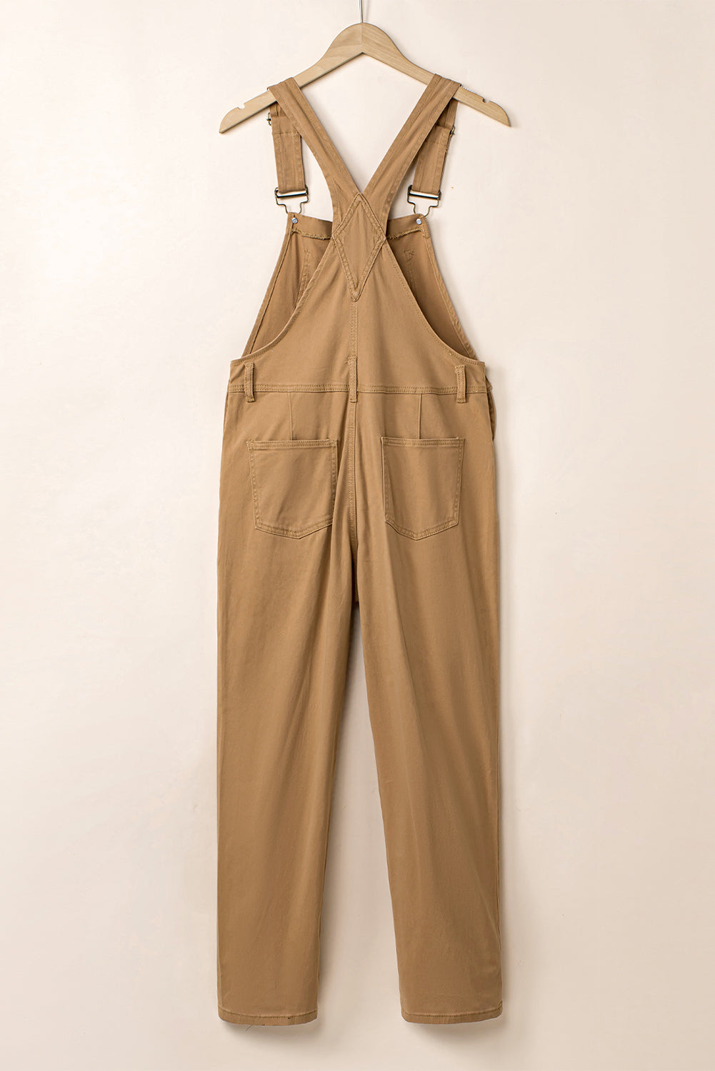 Khaki Vintage Multi Pockets Buckle Strap Cargo Denim Overalls