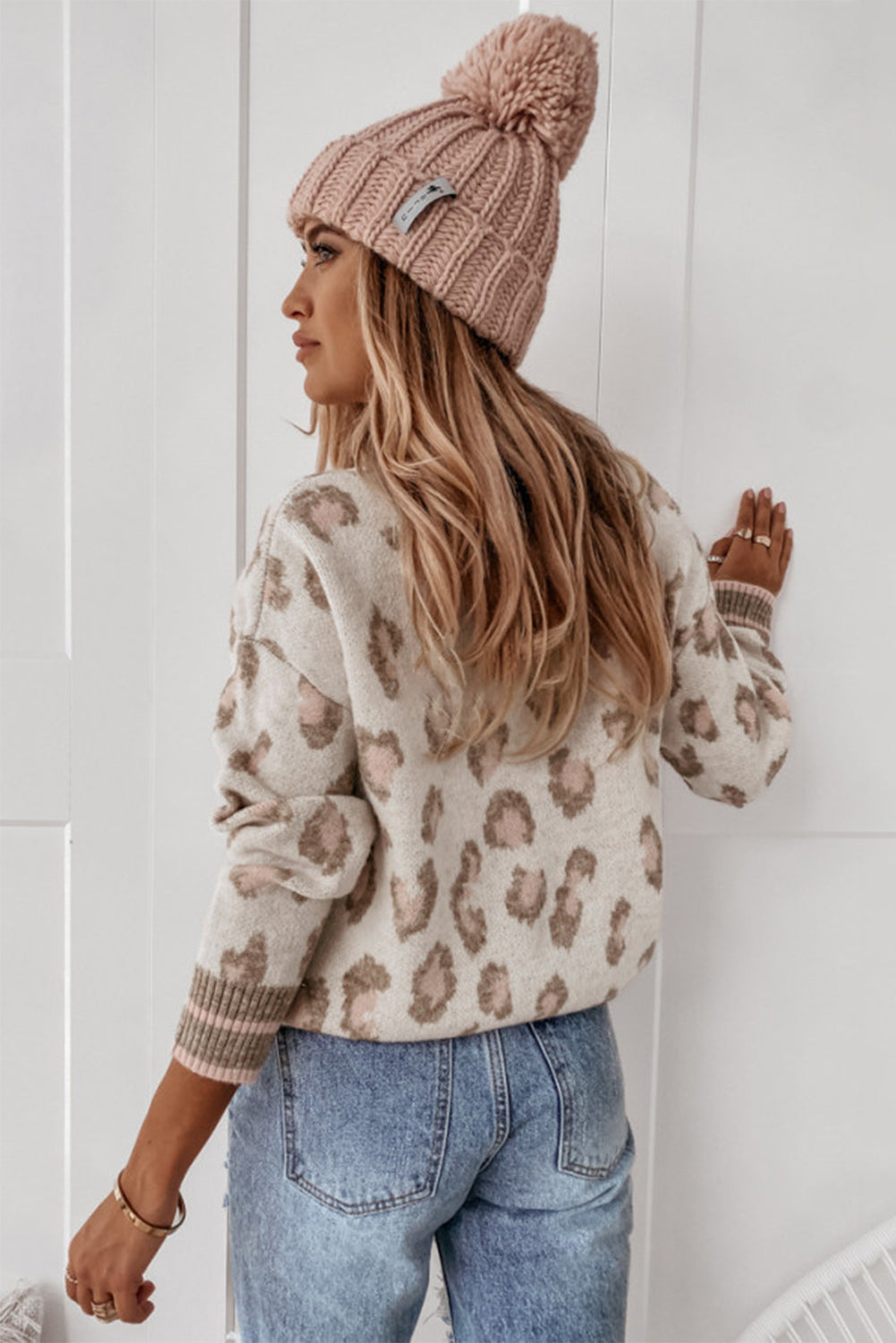 Brown Two-tone Leopard Sweater