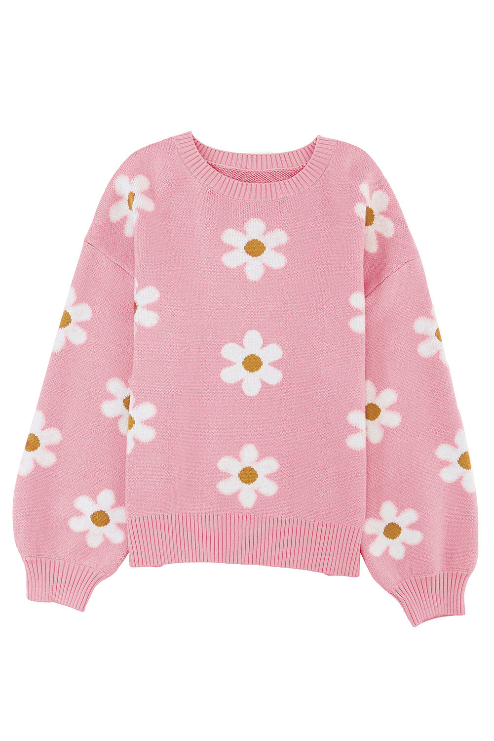 Pink Floral Pattern Sweater