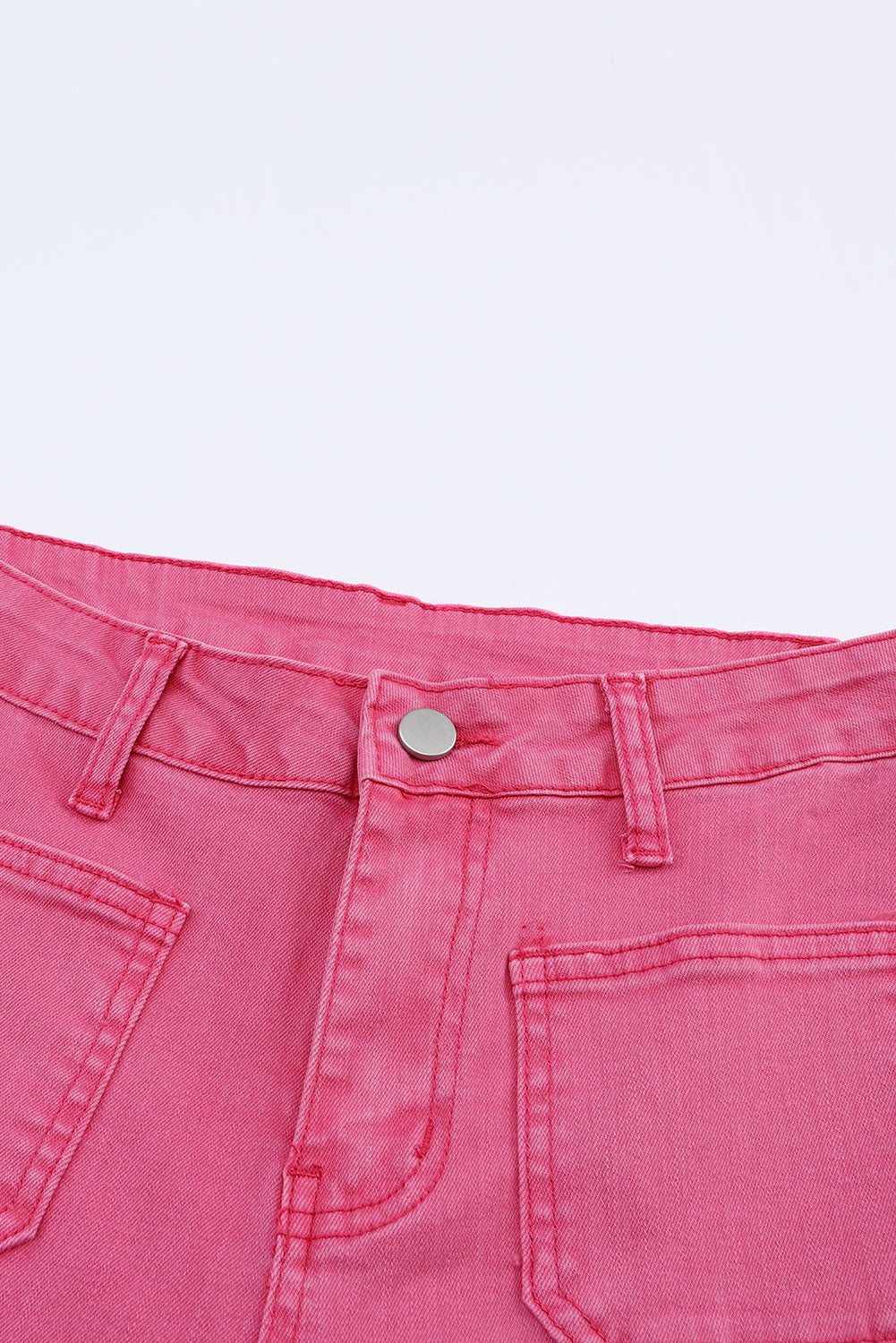 Pink Flare Leg Raw Hem Jeans