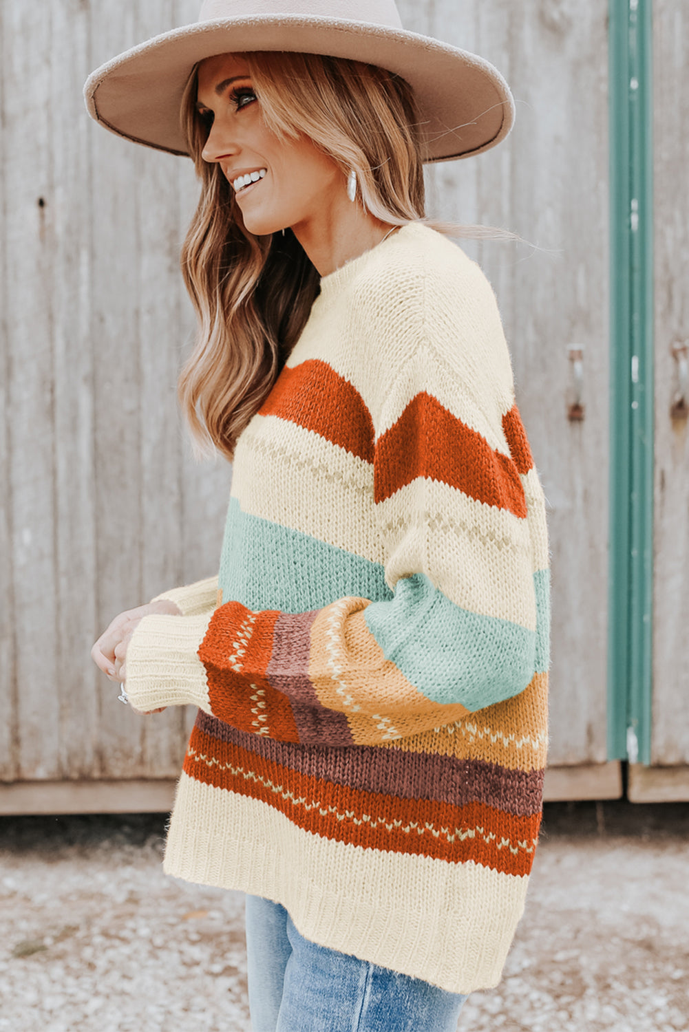 Crew Neck Striped Sweater