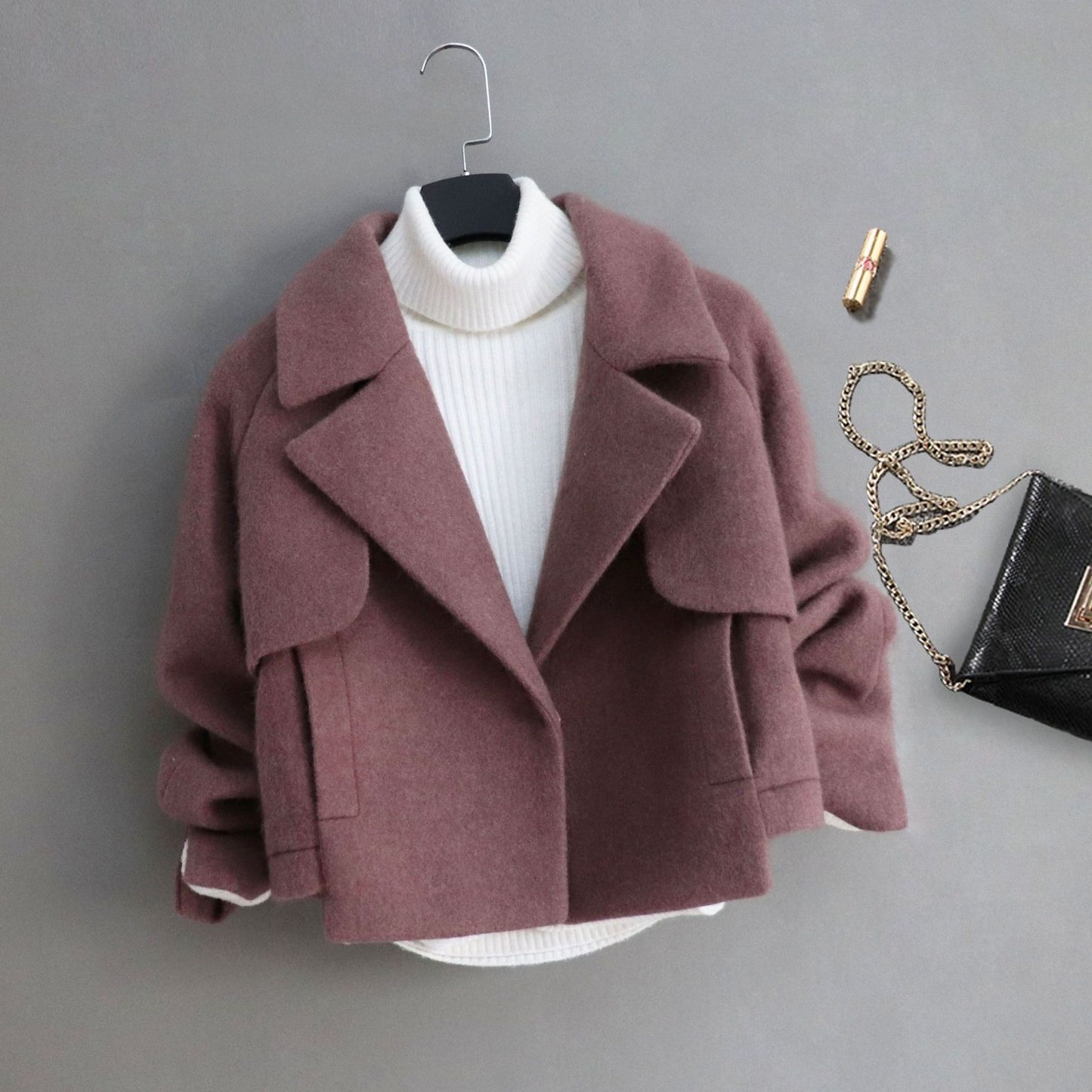 Short Style Slim Woolen Coat