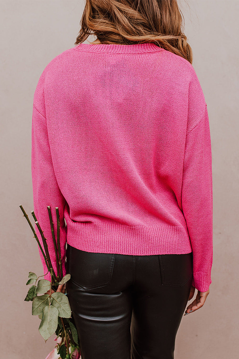 Rose Heart XOXO Pattern Sweater