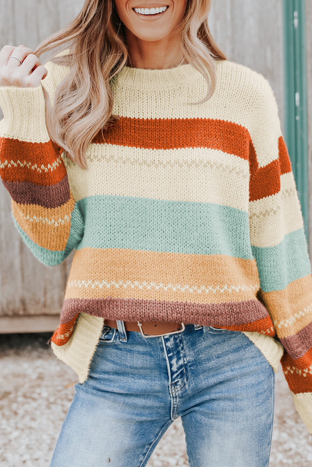 Crew Neck Striped Sweater