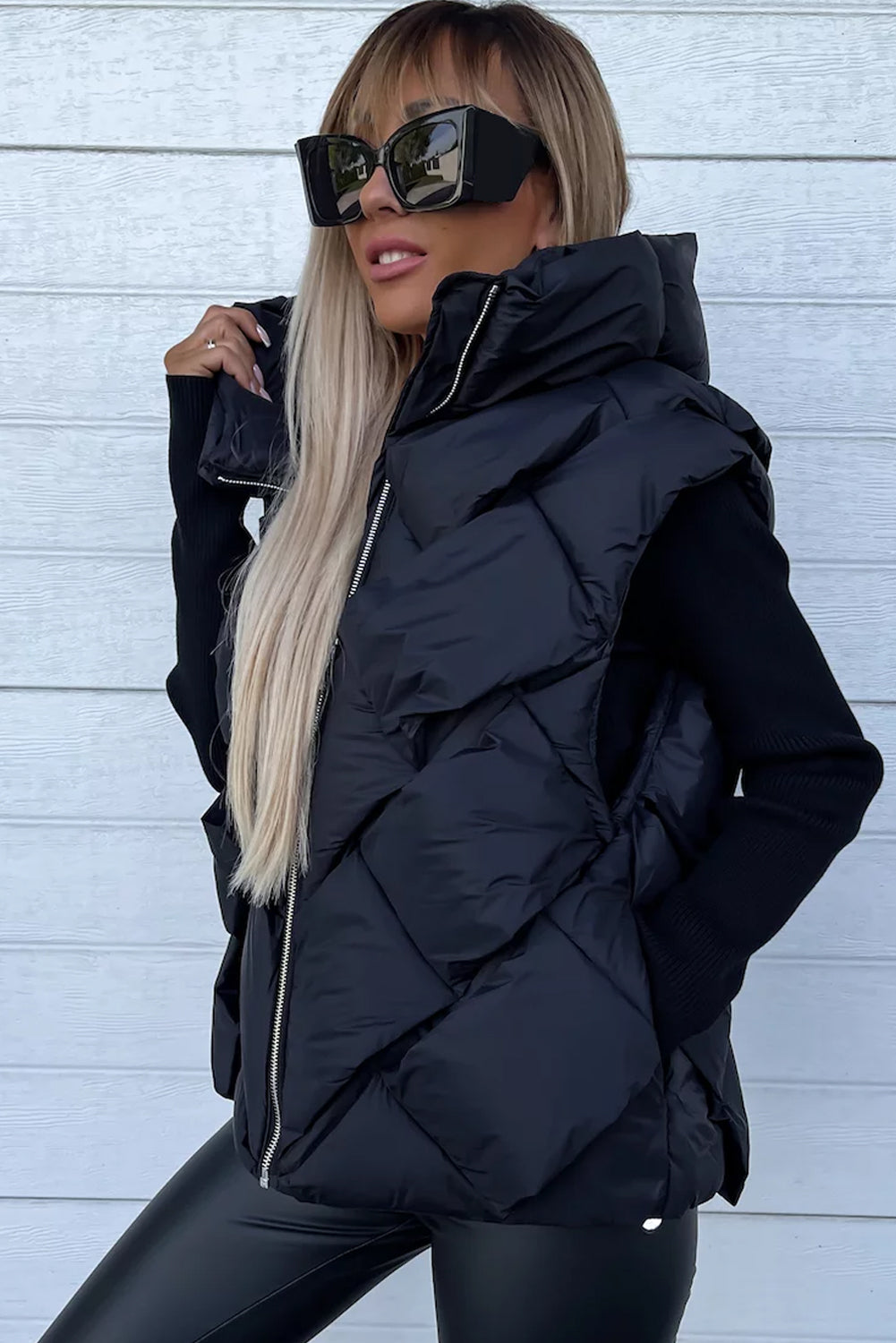 Black Quilted Vest Coat