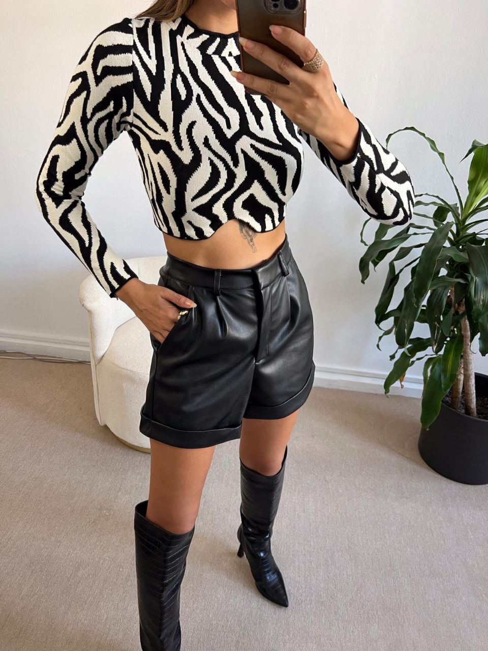 Zebra Striped Crop Top