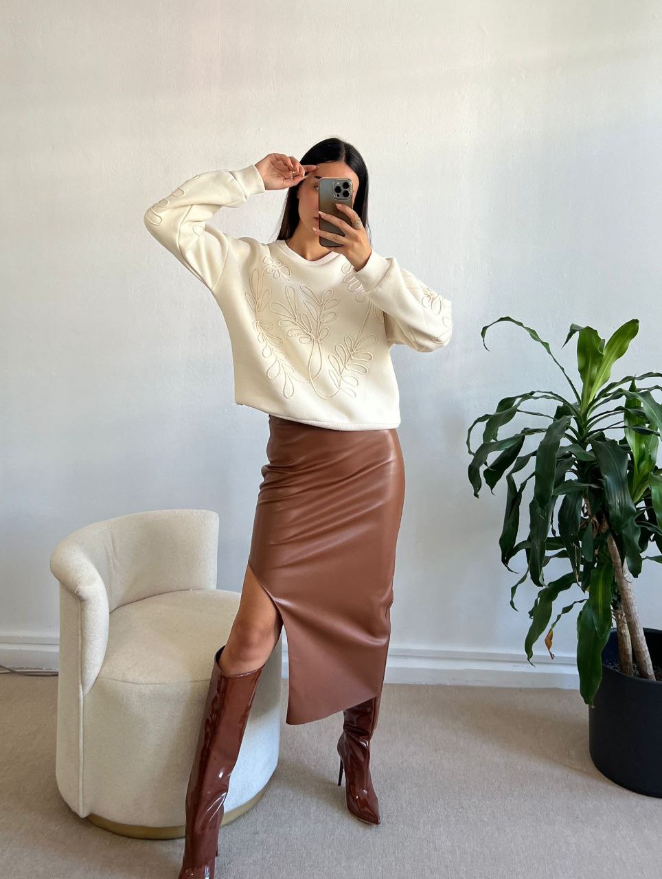 luxury leather skirt