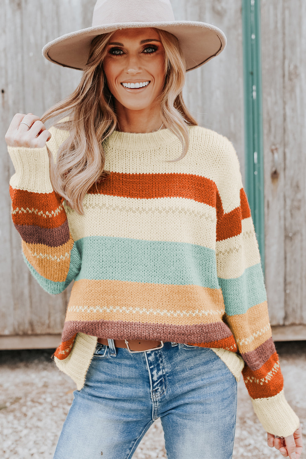 Crew Neck Striped Sweater