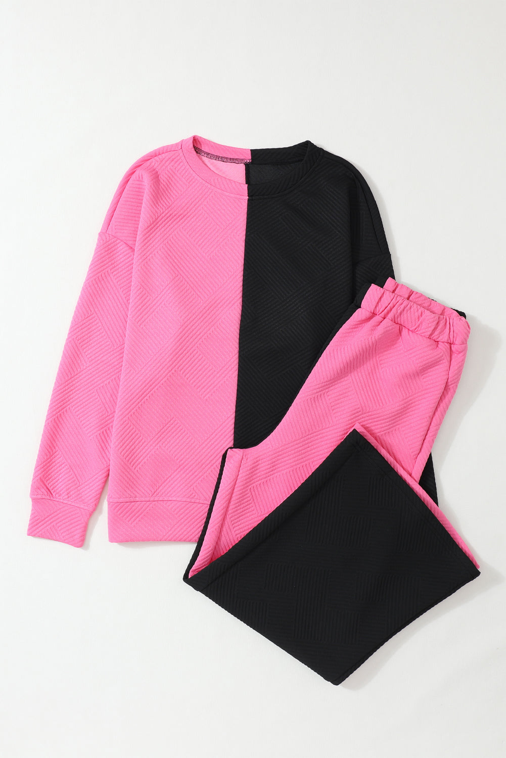 Pink and Black Contrast Color Outfit Set