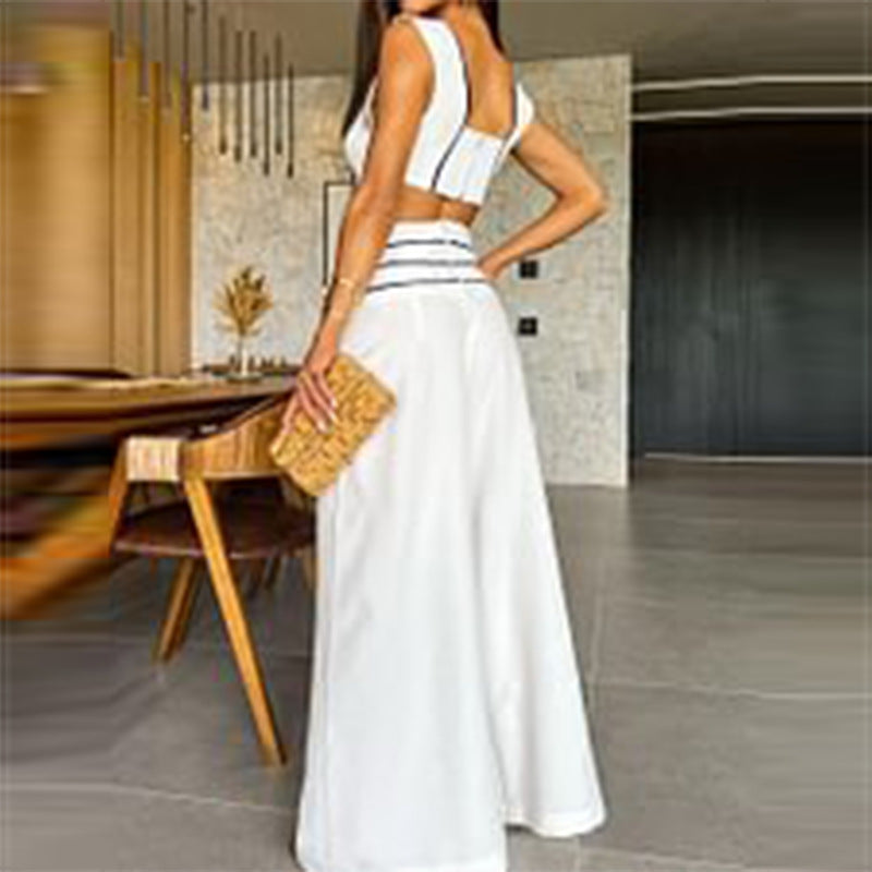 Summer Vest and Wide-Leg pants Vacation Suit