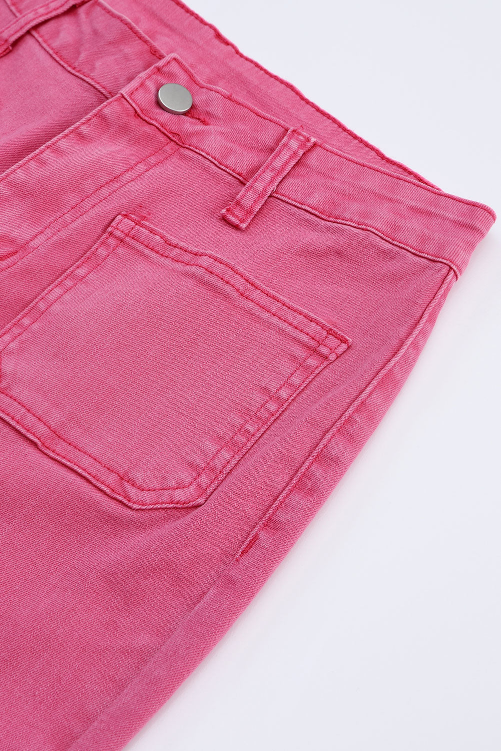 Pink Flare Leg Raw Hem Jeans