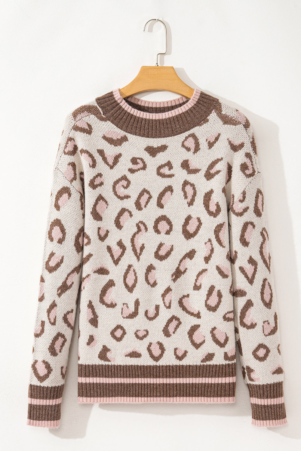 Brown Two-tone Leopard Sweater