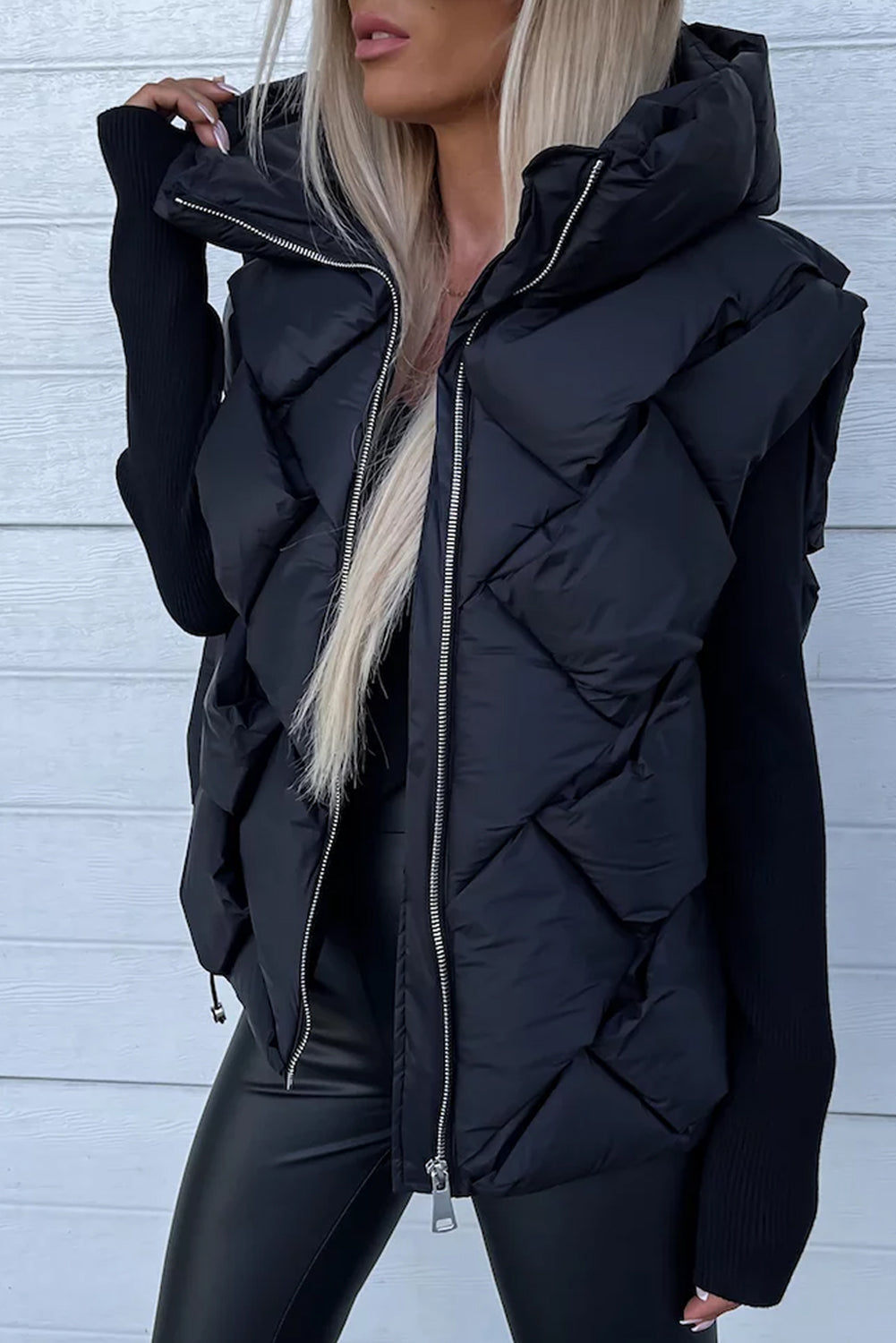 Black Quilted Vest Coat