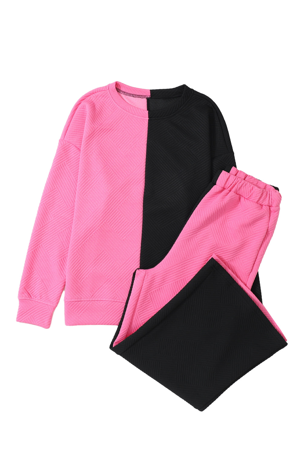 Pink and Black Contrast Color Outfit Set