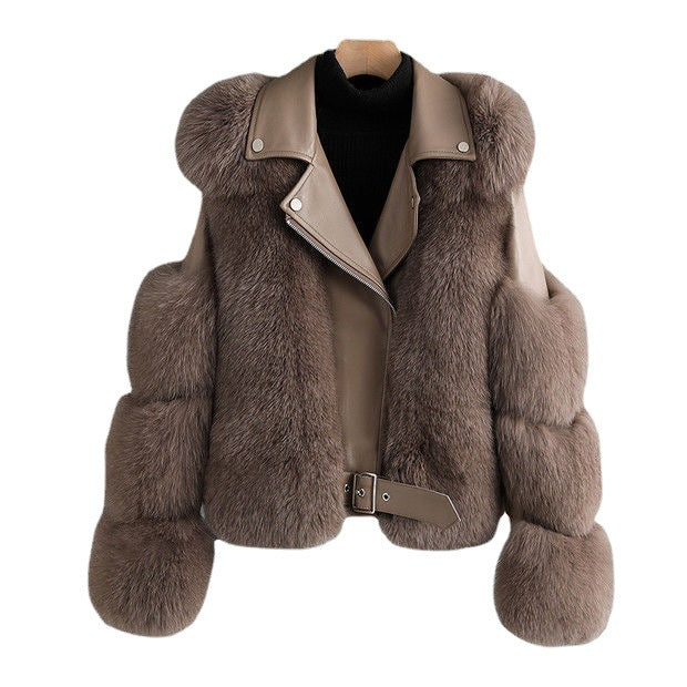 Fur Motorcycle Style Coat